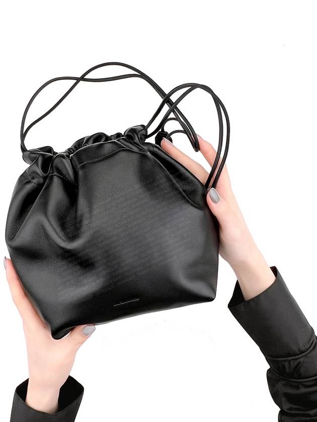 Drawstring Leather Small Cross Bag Black - JIL SANDER - BALAAN.