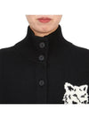 Fox Head Intarsia High Neck Cardigan Black - MAISON KITSUNE - BALAAN 7