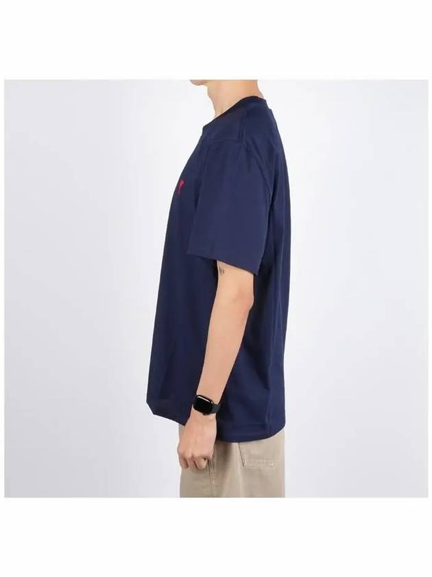 Small Heart Logo Short Sleeve T-Shirt Navy - AMI - BALAAN 4