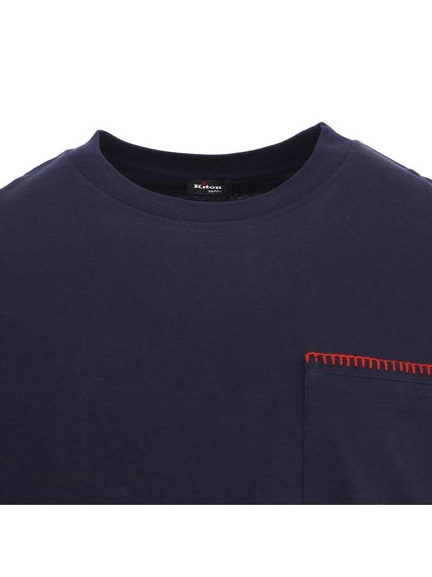 Pocket Wipstitch Short Sleeve T-shirt Navy - KITON - BALAAN 4