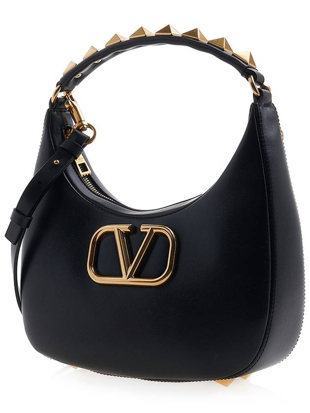 Roman Stud Strap V Logo Shoulder Bag Black - VALENTINO - BALAAN 3