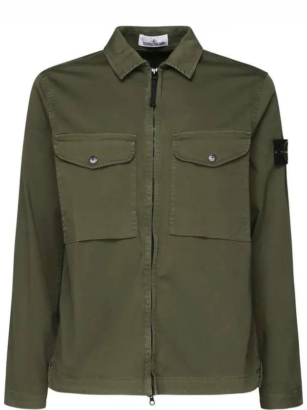 Compass Patch Overshirt Zip-Up Jacket Green - STONE ISLAND - BALAAN 3