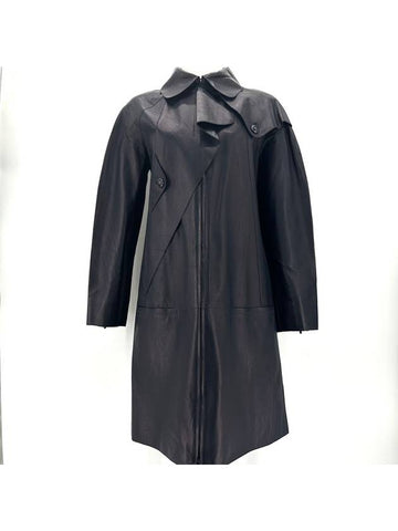 Leather Trench Coat Long Jacket - CHANEL - BALAAN 1