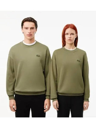 Boucle Big Croc Crew Neck Sweatshirt Khaki - LACOSTE - BALAAN 1