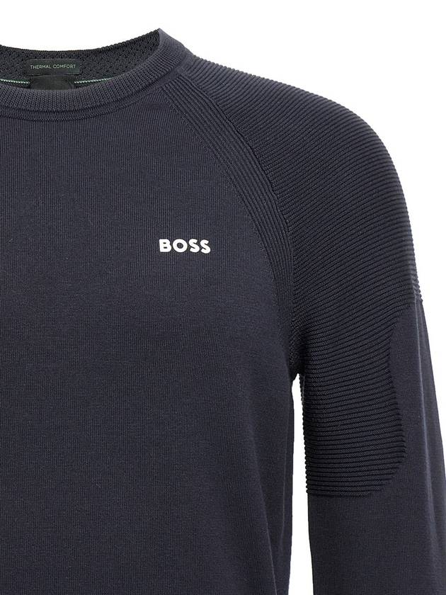 Perform X Crewneck Cotton Blend Sweatshirt Navy - HUGO BOSS - BALAAN 4