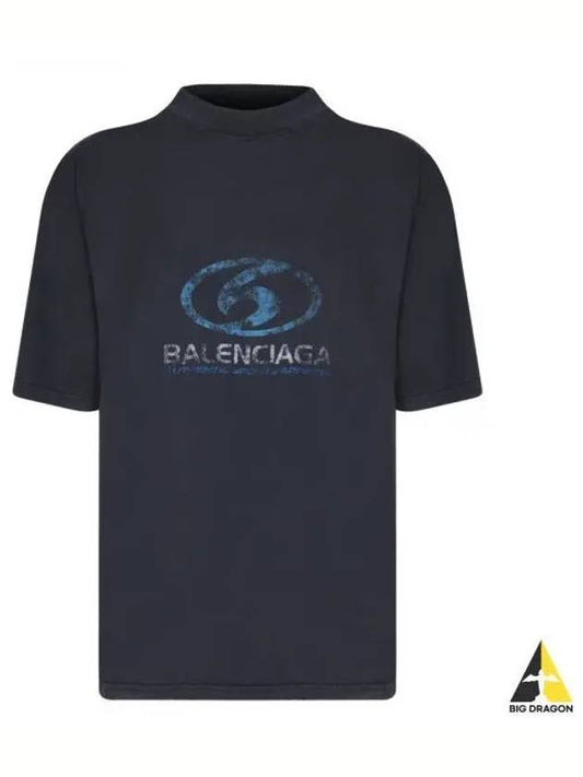 Surfer Medium Fit Short Sleeve T-Shirt Navy - BALENCIAGA - BALAAN 2