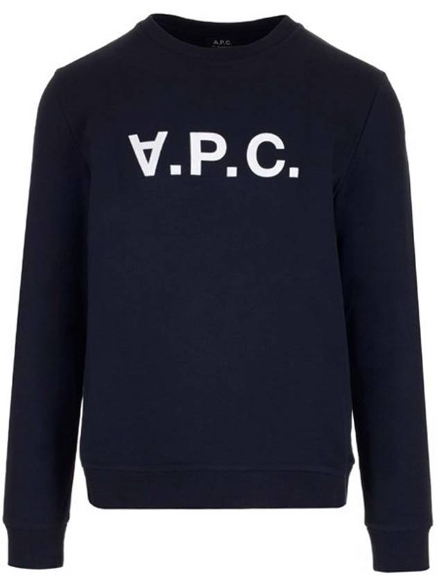 Men's VPC Logo Print Crew Neck Sweatshirt Navy - A.P.C. - BALAAN 3