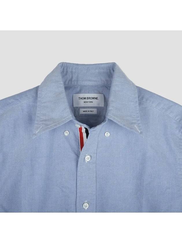 Oxford Grosgrain Placket Cotton Long Sleeve Shirt Light Blue - THOM BROWNE - BALAAN 4