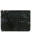 Intrecciato Medium Flat Pouch Bag Black - BOTTEGA VENETA - BALAAN 2