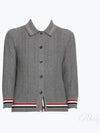 High Twist Cotton Stripe Polo Cardigan Grey - THOM BROWNE - BALAAN 2