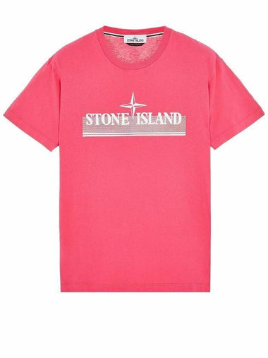 Tricromia One Print Garment Dyed Cotton Jersey Short Sleeve T-Shirt Pink - STONE ISLAND - BALAAN 1