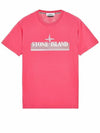 Tricromia One Print Garment Dyed Cotton Jersey Short Sleeve T-Shirt Pink - STONE ISLAND - BALAAN 1