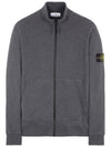 Garment Dyed Cotton Fleece Zip Up Jacket Dark Grey - STONE ISLAND - BALAAN 2