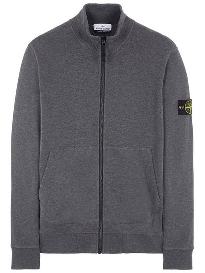 Garment Dyed Cotton Fleece Zip Up Jacket Dark Grey - STONE ISLAND - BALAAN 2