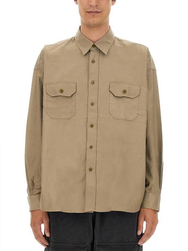 Studios Oversized Cotton Long Sleeve Shirt Beige - ACNE STUDIOS - BALAAN 2