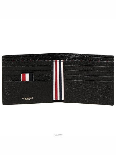 Pebble Grain Leather Half Wallet Black - THOM BROWNE - BALAAN 2