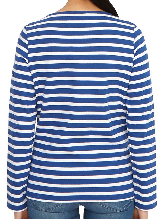 Women's Meridame II Striped Long Sleeve T-Shirt White Blue - SAINT JAMES - BALAAN 5