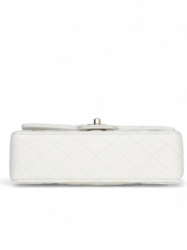 Classic Caviar Small Flap Bag White Champagne Gold Shoulder Gift Plated - CHANEL - BALAAN 6