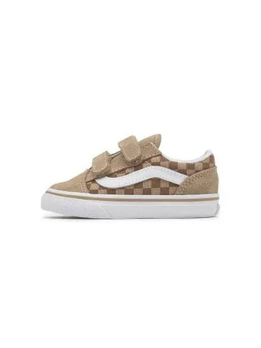 KIDS Old School Velcro Toddler Neutral Checkerboard Brown True White VN0009RCBF21 - VANS - BALAAN 1