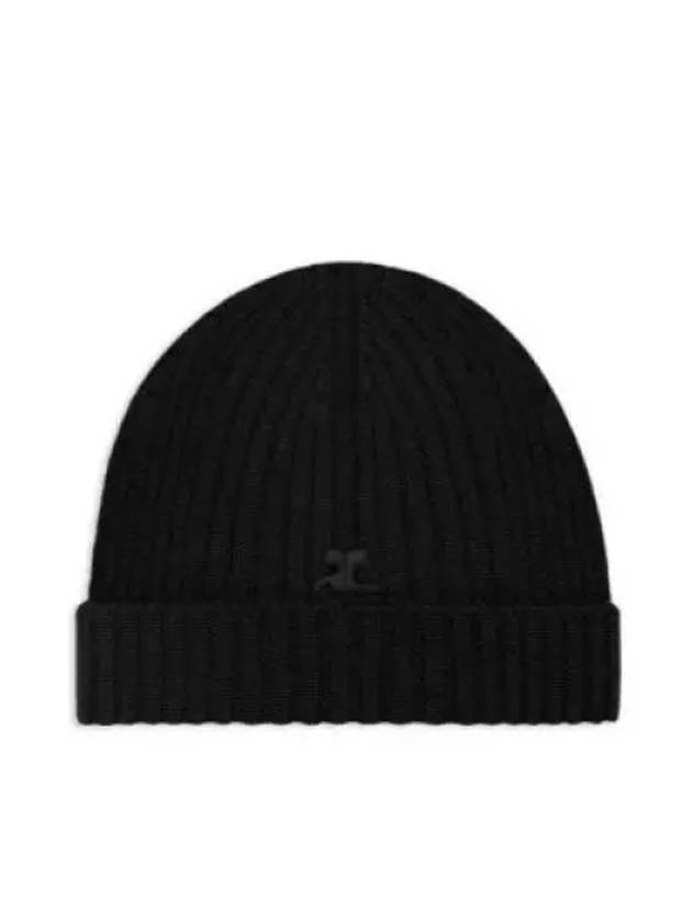 Logo Patch Ribbed Beanie Black - COURREGES - BALAAN 2