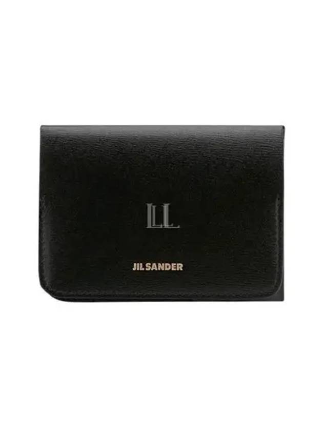 Nappa Leather Logo Folded Card Wallet Black - JIL SANDER - BALAAN 2