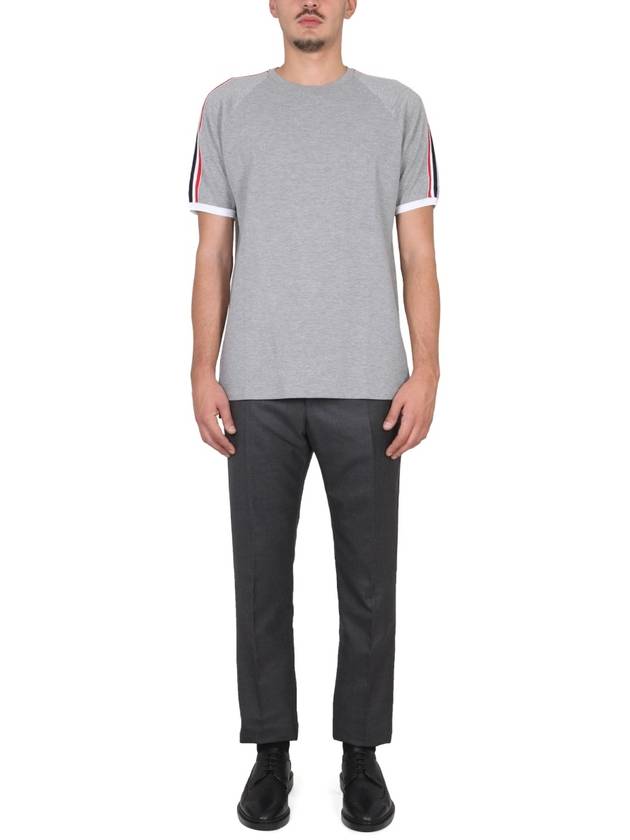 Men's Three Stripes Raglan Short Sleeve T-Shirt Light Gray - THOM BROWNE - BALAAN 3