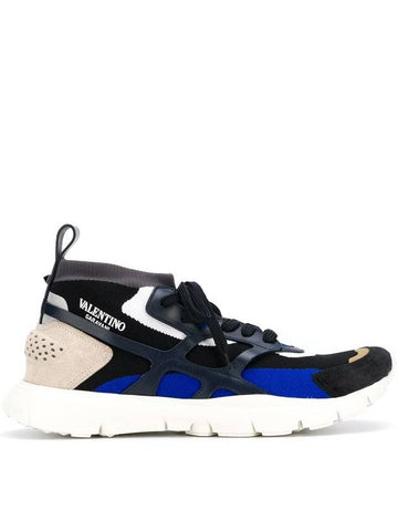 Garavani Sound High fabric and leather sneakers - VALENTINO - BALAAN 1