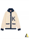 Drawn Varsity K Patch Cotton Cardigan Off White - KENZO - BALAAN 2