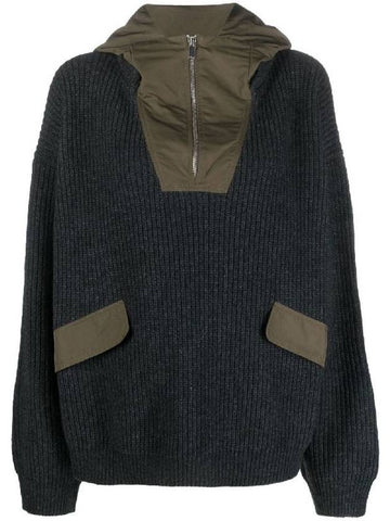 Nylon mix panel hooded knit top - SEMI COUTURE - BALAAN 1