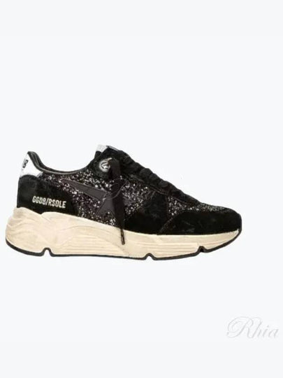 Women's Running Sole Glitter Leather Low Top Sneakers Black - GOLDEN GOOSE - BALAAN 2