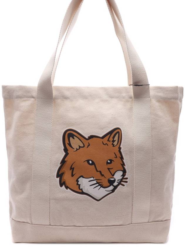 Fox Head Print Tote Bag Ecru - MAISON KITSUNE - BALAAN 3