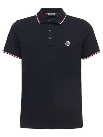 Logo Patch Polo T Shirt Navy 8A70300 84556 77X - MONCLER - BALAAN 1