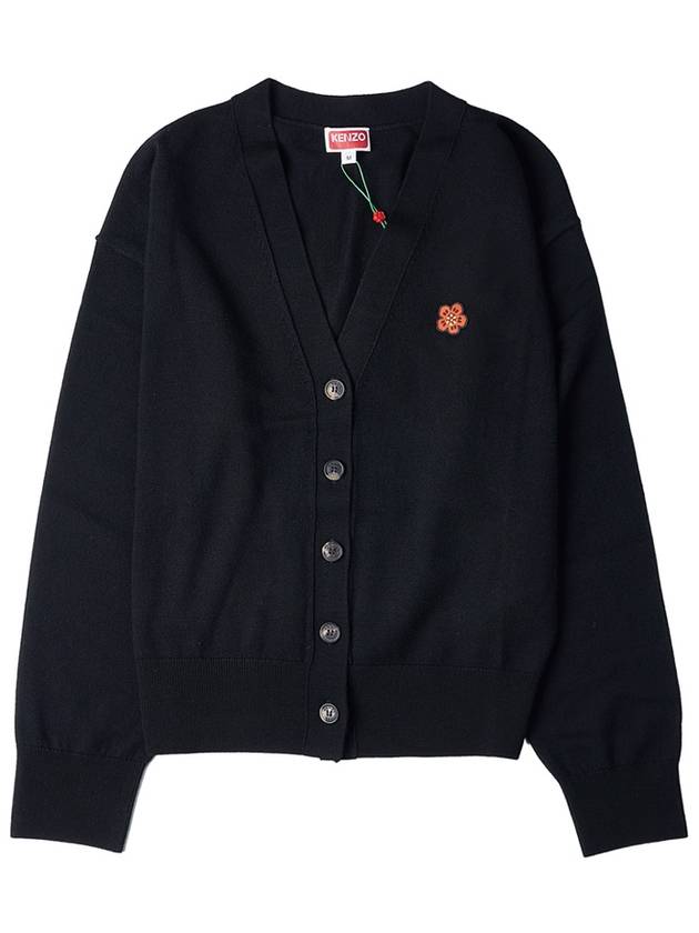 Boke Flower Embroidered Wool Cardigan Black - KENZO - BALAAN 11