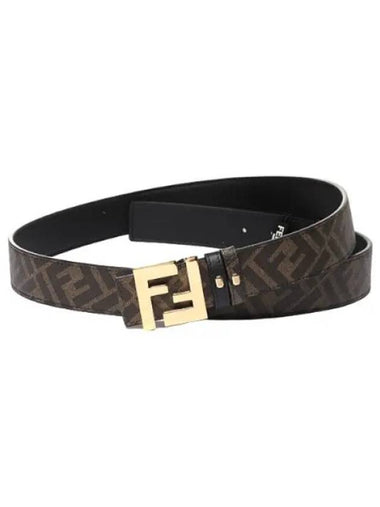 Square leather reversible belt - FENDI - BALAAN 1