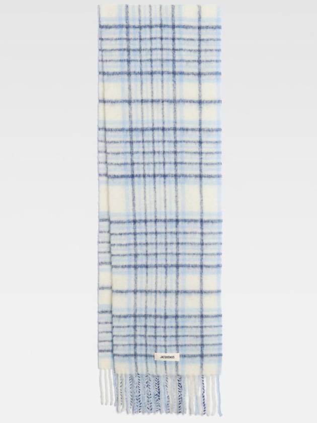 L’echarpe Carro Le Chouchou Jacquard Check Scarf Light Blue - JACQUEMUS - BALAAN 5