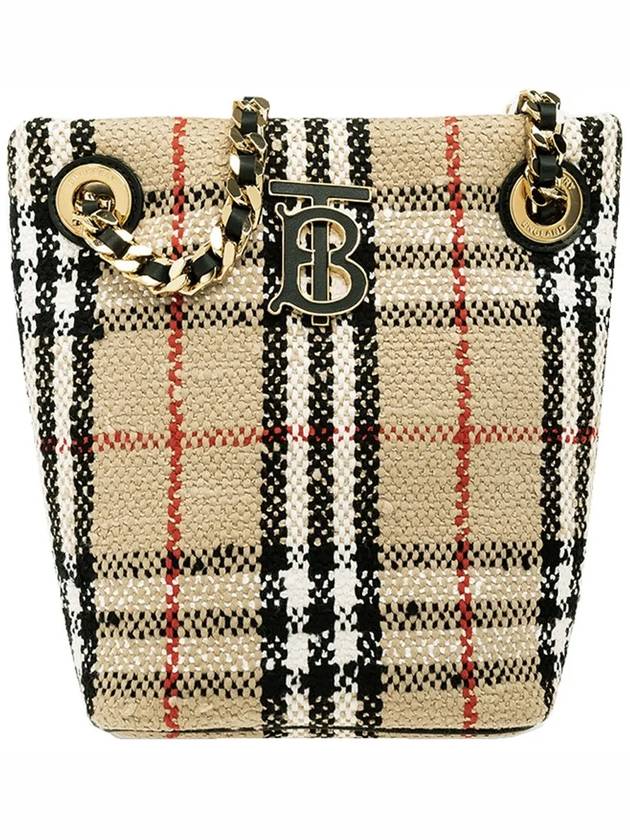 Vintage Check Boucle Mini Lola Bucket Bag Beige - BURBERRY - BALAAN.