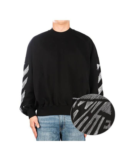 Men's Scribble Diag Sweatshirt Black - OFF WHITE - BALAAN 2