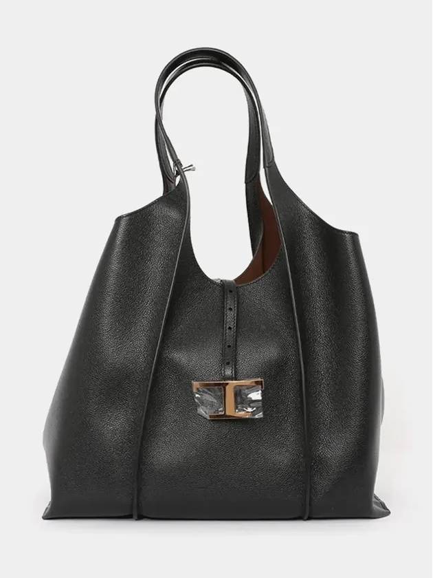 T Timeless Leather Medium Shopping Tote Bag Black - TOD'S - BALAAN 4