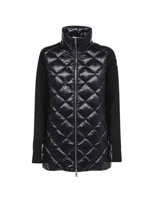 quilted down nylon wool padded cardigan black - MONCLER - BALAAN.