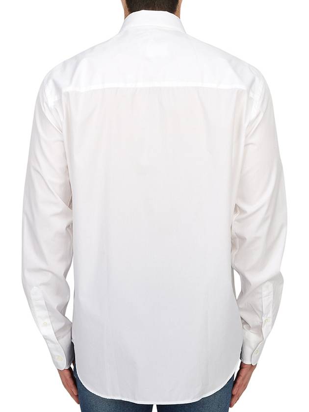 Heart Logo Tonal Cotton Poplin Long Sleeve Shirt White - AMI - BALAAN 5