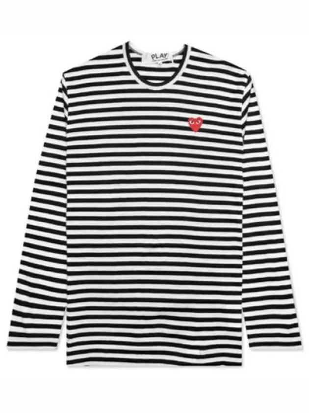 AZ T164 051 1 P1T164 AX Red Heart Waffen Stripe Long Sleeve T shirt - COMME DES GARCONS - BALAAN 1