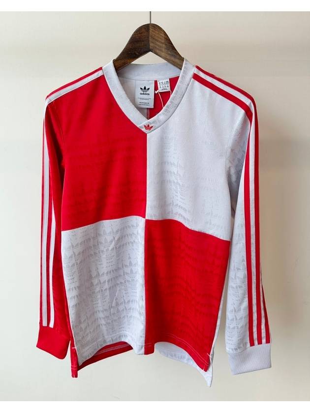 Checker Jersey Long Sleeve T Shirt GR8764 Red Silver - ADIDAS - BALAAN 1