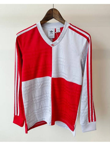 Checker Jersey Long Sleeve T Shirt GR8764 Red Silver - ADIDAS - BALAAN 1