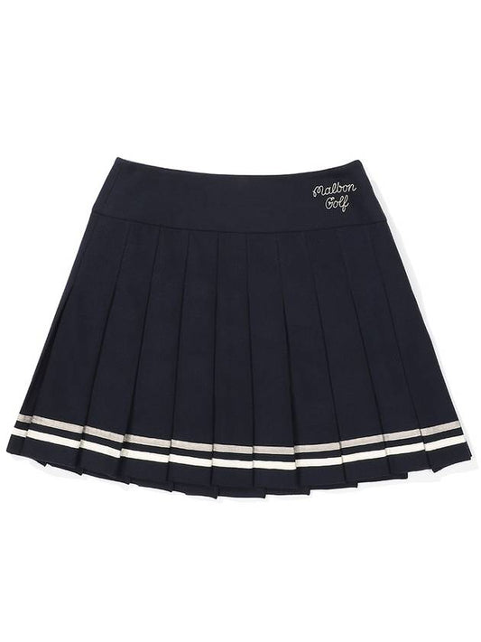 High waist wool like pleated skirt NAVY WOMAN - MALBON GOLF - BALAAN 1