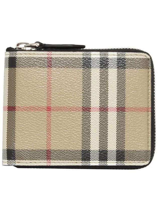 Checked Zipped Half Wallet Beige - BURBERRY - BALAAN 3