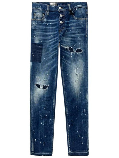 Men's Patchwork Skinny Jeans Blue - DSQUARED2 - BALAAN 2