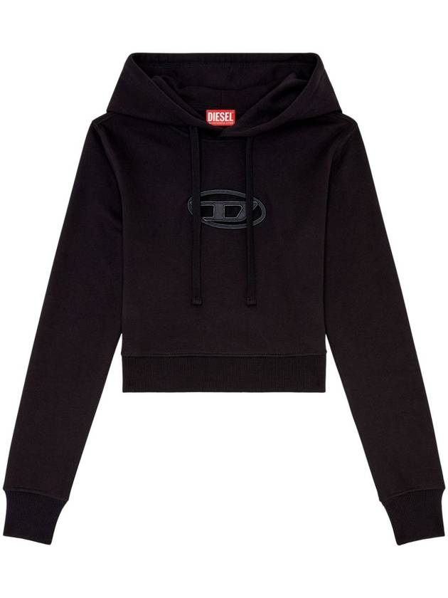 F Slimmy Hood OD Cut Out Oval D Logo Hoodie Black - DIESEL - BALAAN 2