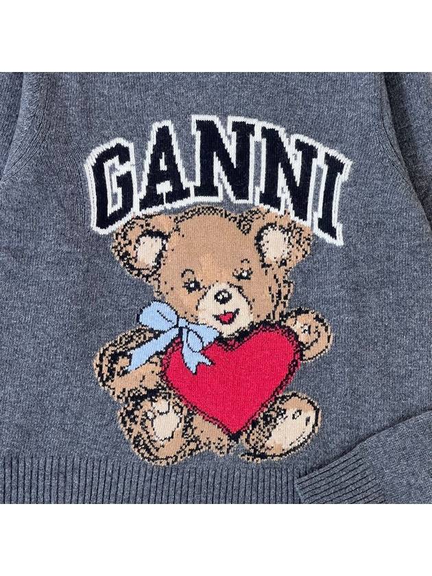 Graphic Bear Knit Top Grey - GANNI - BALAAN 5