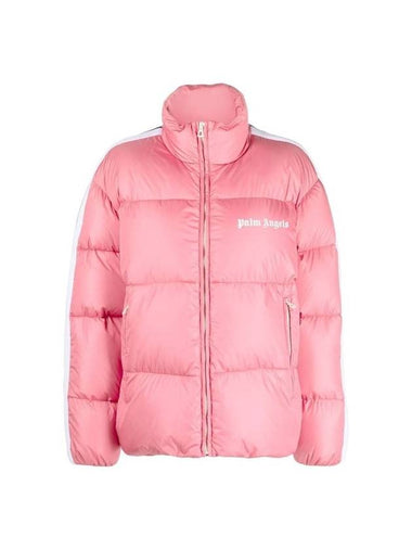 Women's High Neck Logo Track Down Padding Pink - PALM ANGELS - BALAAN 1