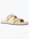 Women's FF Leather Fill Flat Sandals Slippers Beige - FENDI - BALAAN 2